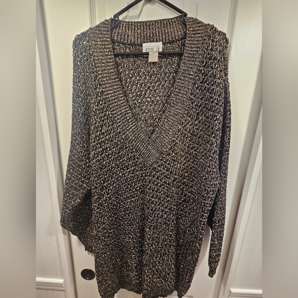 Bila Black and Gold V-Neck Sweater